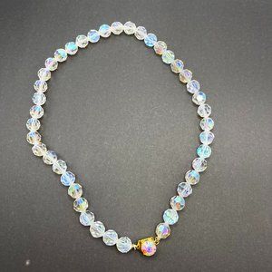 Vintage CZECH GLASS BEADS Beautiful Aurora Borealis Necklace